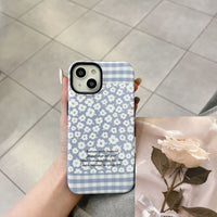 Cartoon Blue Background Daisy Bracket Shockproof Drop Resistant Case For iPhone 14 13 12 series