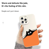 Cartoon Cat Dog Hide And Seek Shockproof Soft Silicone Case For iPhone 14 13 12 series