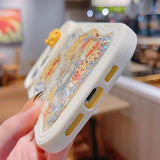 Cartoon Anime The Pooh Sliding Lens Camera Quicksand Case for iPhone 14 13 12 series