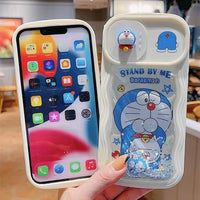 Cartoon Anime The Pooh Sliding Lens Camera Quicksand Case for iPhone 14 13 12 series