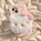 Cartoon Plush Christmas Kitty Soft Case For iPhone 15 14 13 12 series