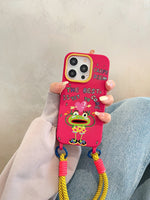 Cartoon Short Portable Lanyard Soft Silicone Case For iPhone 14 13 12 series