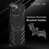 Aluminum Shell With Metal Holder Bracket Heat Dissipation Armor Shockproof Bat Case for iPhone 14 13 12 series