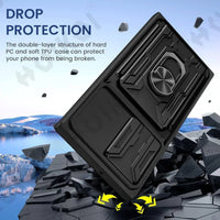 Slide Camera Protection 360° Ring Holder Slide Card Holder Wallet TPU Case For Samsung Galaxy S24 S23 S22 S21 Ultra Plus