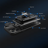 Slide Camera Stand Ring Military Card Slot Case for Samsung Galaxy S23 S22 S21 Ultra Plus