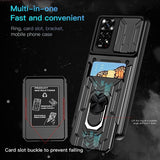 Slide Camera Stand Ring Military Card Slot Case for Samsung Galaxy S23 S22 S21 Ultra Plus