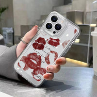 Sexy Girl Red Lips Pattern TPU Soft Clear Case For iPhone 15 14 13 12 series