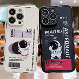 Cool Space Astronaut Mars Earth Cartoon Silicone Soft Case For iPhone 14 13 12 series