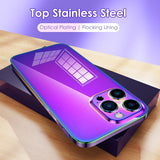 Metal Stainless Steel Shell Electroplated Shockproof Case For iPhone 14 13 series