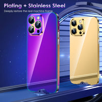 Metal Stainless Steel Shell Electroplated Shockproof Case For iPhone 14 13 series