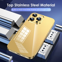 Metal Stainless Steel Shell Electroplated Shockproof Case For iPhone 14 13 series