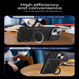 Magnetic Rotating Sliding Camera 360 Rotate Kickstand Case For iPhone 15 series