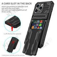 Anti Shock KickStand Bracket Card Slot Case For iPhone 15 series