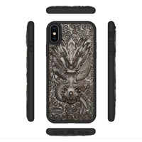 3D Carved Ebony Wooden TPU Case For iPhone XS Max XR X XS 6 6s 7 8 plus