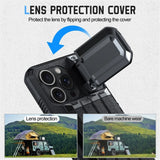 Slide Card Holder Magnetic Lens Flip Armor TPU Case for iPhone 15 series