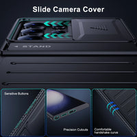 Full-Body Rugged Armor Anti-Drop Airbag Case with Stand Slide Camera Cover For Samsung Galaxy S24 Ultra