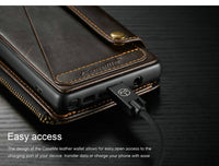 Leather wallet case For Galaxy Note 9 8 S9 Plus with Zipper slots & Cards