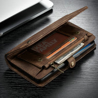 For Samsung Galaxy Note 9 Genuine Leather Zipper Multi-functional Wallet