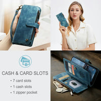 Leather Wallet Magnet Flip Case With Wrist Strap For iPhone 15 14 13 12 series