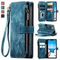 Leather Wallet Magnet Flip Case With Wrist Strap For iPhone 15 14 13 12 series