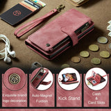 Leather Wallet Magnet Flip Case With Wrist Strap For iPhone 15 14 13 12 series