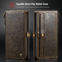 Wallet Case For iPhone XS XR XS Max with Wrist Strap Wireless Charging Magnetic 2 in 1