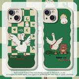 Cute Duck Color Square Block Pastel Case For iPhone 14 13 12 series