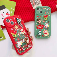 Christmas Elk Snowman Santa Claus Cartoon Soft Case For iPhone 15 14 13 12 series