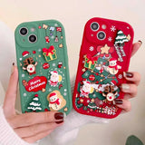 Christmas Elk Snowman Santa Claus Cartoon Soft Case For iPhone 15 14 13 12 series