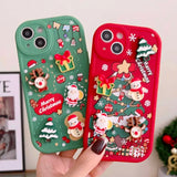 Christmas Elk Snowman Santa Claus Cartoon Soft Case For iPhone 15 14 13 12 series