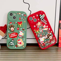 Christmas Elk Snowman Santa Claus Cartoon Soft Case For iPhone 15 14 13 12 series