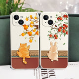 Climbing Cats Cute Funny Liquid Silicone Soft Case For iPhone 14 13 12 series