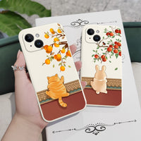 Climbing Cats Cute Funny Liquid Silicone Soft Case For iPhone 14 13 12 series