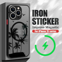 Coconut Tree Beach Chill Magsafe Magnetic Wireless Charge Shockproof Case For iPhone 15 14 13 series