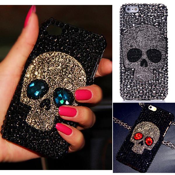 Cool 3D Skull Skeleton Blue Red Eyes Bling Capa Cases for iPhone X 8 7 Plus 6 Plus 5s 5 SE 5C 4s 4