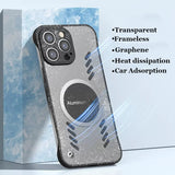 Cooling Transparent PC Magsafe Magnetic Frameless Graphene Case For iPhone 14 13 12 series