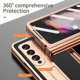 Tempered Glass Kickstand Leather Case For Samsung Z Fold 4 3 2