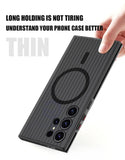 Corrugated Pattern Non-Slip Bumper Magnetic Wireless Charge Matte Case For Samsung Galaxy S24 series