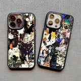 Creative Black Cat Illustration Gorgeous Nature Silicone Case for iPhone 15 14 13 series