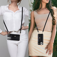 Crossbody Cards Slot Wallet Leather Case Lanyard Long Strap Holder for iPhone 14 13 12 series