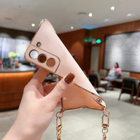 Crossbody Lanyard Solid Color Soft Plating Case For Samsung Galaxy S23 S22 S21 series