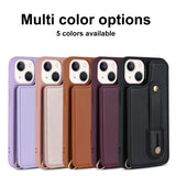 Crossbody Lanyard Wristband Leather Wallet Case for iPhone 14 13 12 series