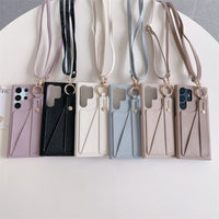 Crossbody Long Lanyard Card Holder Wallet Phone Case with Wrist Strap For Samsung Galaxy S23 S22 Ultra Plus