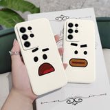 Cute Sad Face Liquid Silicone Case For Samsung Galaxy S23 S22 S21 series