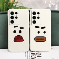 Cute Sad Face Liquid Silicone Case For Samsung Galaxy S23 S22 S21 series