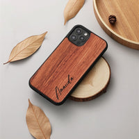 Custom Name High Quality Wooden Walnut Unique Case For iPhone 14 13 12 series