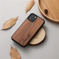 Custom Name High Quality Wooden Walnut Unique Case For iPhone 14 13 12 series