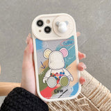 Cute Bear Slide Camera Protection Cartoon Soft Silicone Case for iPhone 14 13 12 series