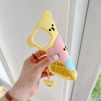 Cute Cartoon Bear Soft Silicone Case with Keychain for iPhone 14 13 12 series