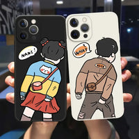 Cute Cartoon Boy Girls Couple Soft Bumper Case for iPhone 15 14 13 series